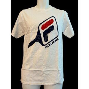 FILA Mens Small Pickleball Paddle White Tee T-Shirt NWT